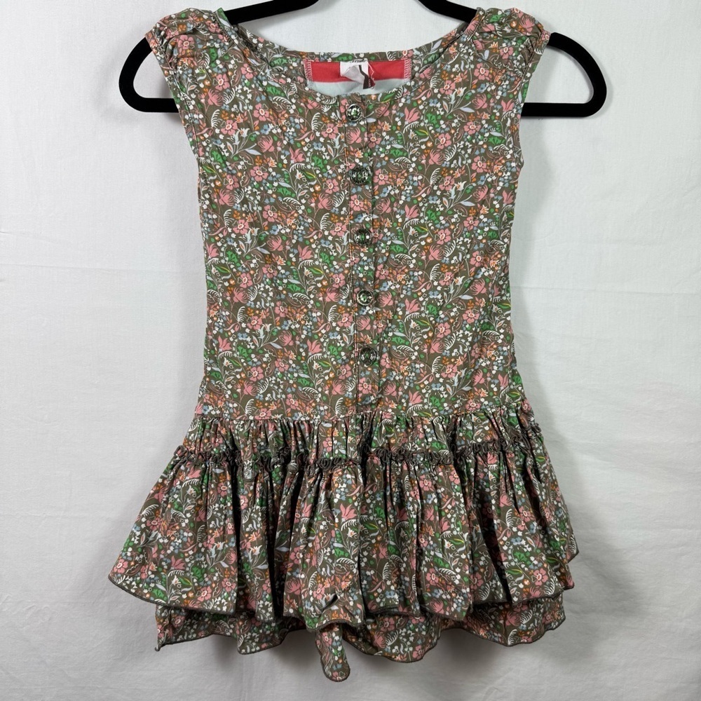 Matilda Jane Brown Green Ruffled Tiered Sundress Girls Size 6